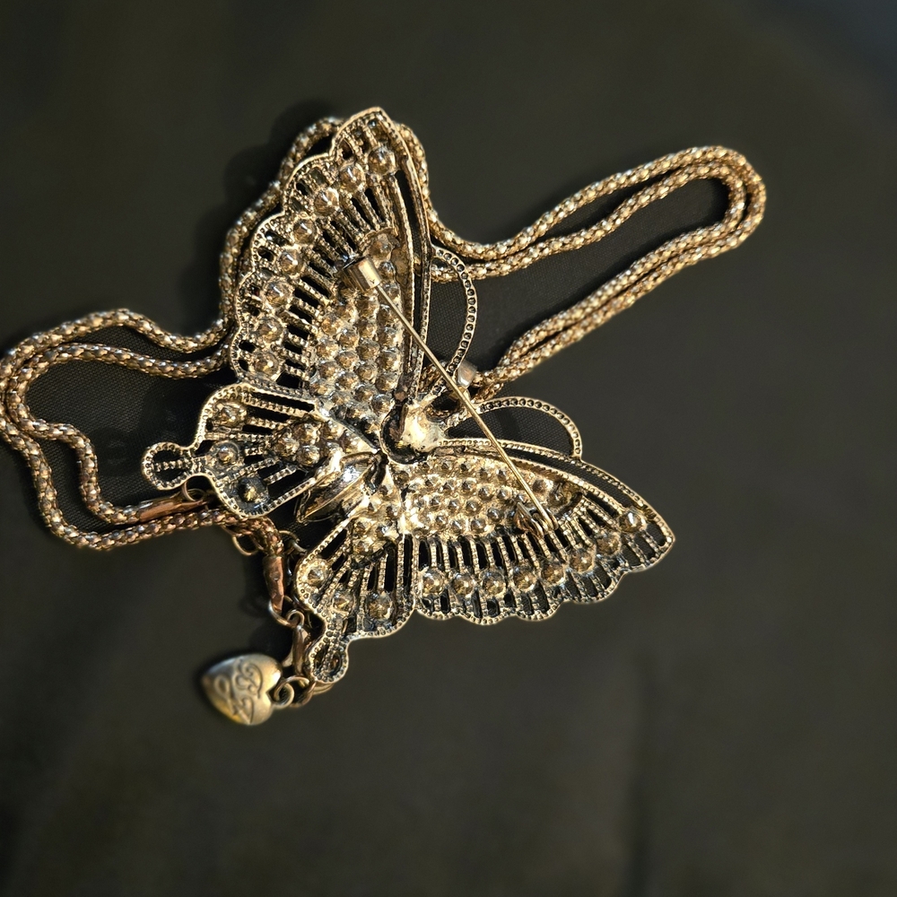 Betsey Johnson Pink and Red Butterfly Necklace - Picture 6 of 6